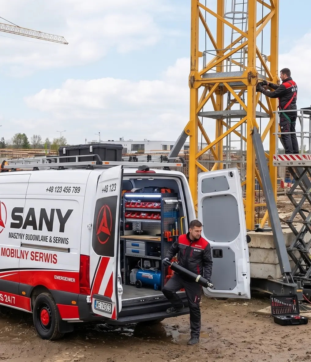 Serwis SANY - inżynierowie przy maszynie