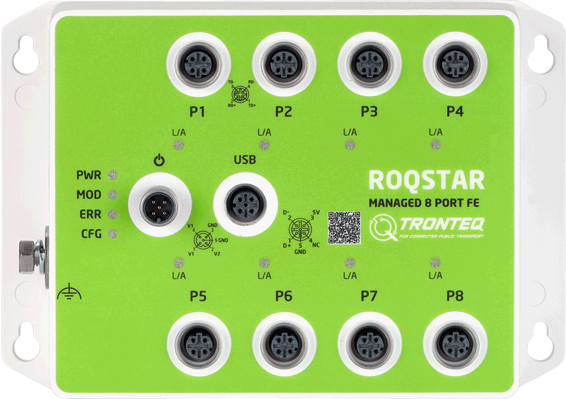 ROQSTAR 8-Port M12 Managed Fast Ethernet Switch 006-130-120