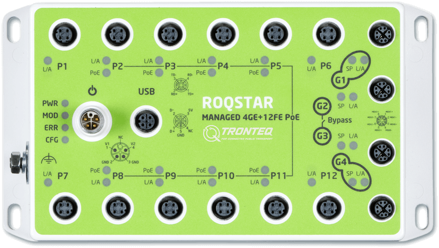 ROQSTAR 4GE+12FE M12 Managed Gigabit PoE Switch 006-130-125