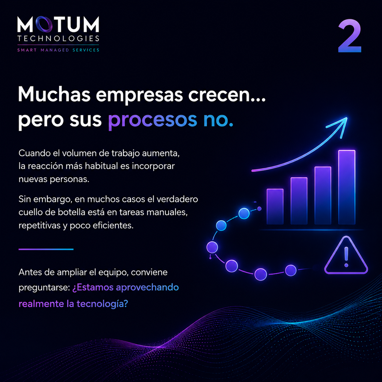 Crecimiento empresarial mediante automatización de procesos Empresas que crecen optimizando procesos mediante automatización y transformación digital antes de contratar más personal. La automatización permite eliminar tareas repetitivas, mejorar la eficiencia operativa y preparar el crecimiento sostenible de la organización.