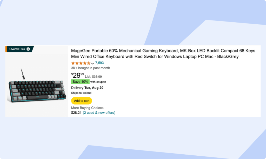 Beispiel für die Optimierung des Amazon-Auflistungstitels