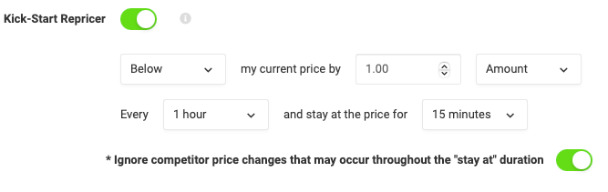 Ignora i prezzi dei concorrenti su Kick Start Repricer