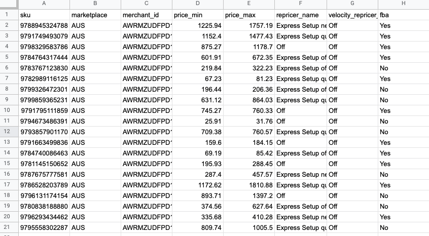 rimuovere i campi da un file csv