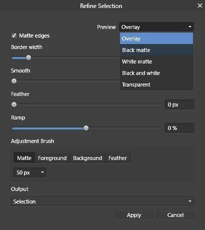 03_Saving PSD Files from Affinity Designer for After Effects_refine selection panel.jpg
