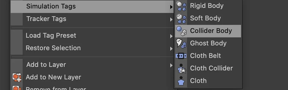 Where is the Cinema 4D Collider Body Tag.png