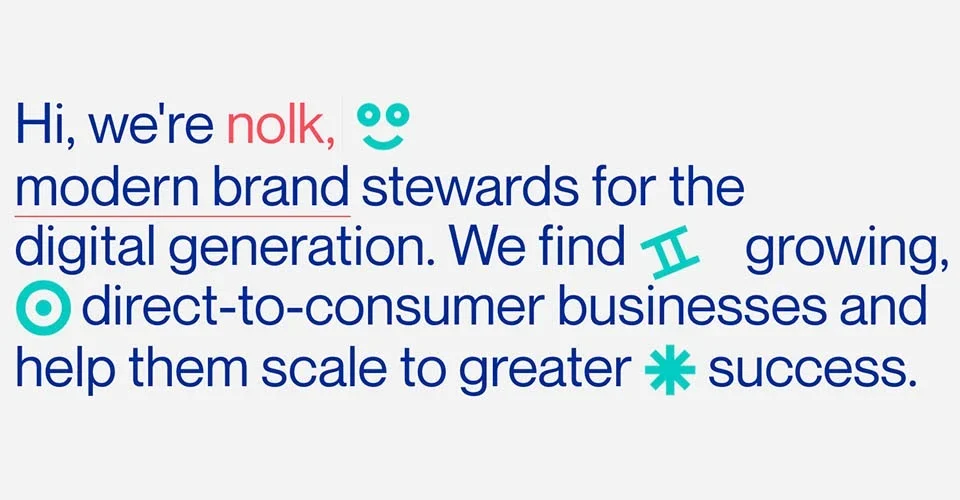 Nolk B2C business website with typography animation and subtle motion