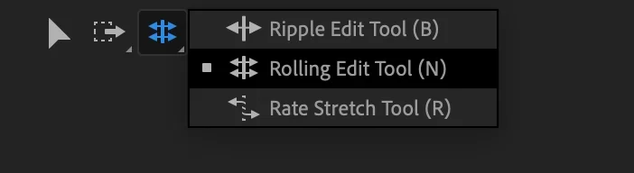 Where to find the Rolling Edit tool in the Tool Window - Premiere Pro.png