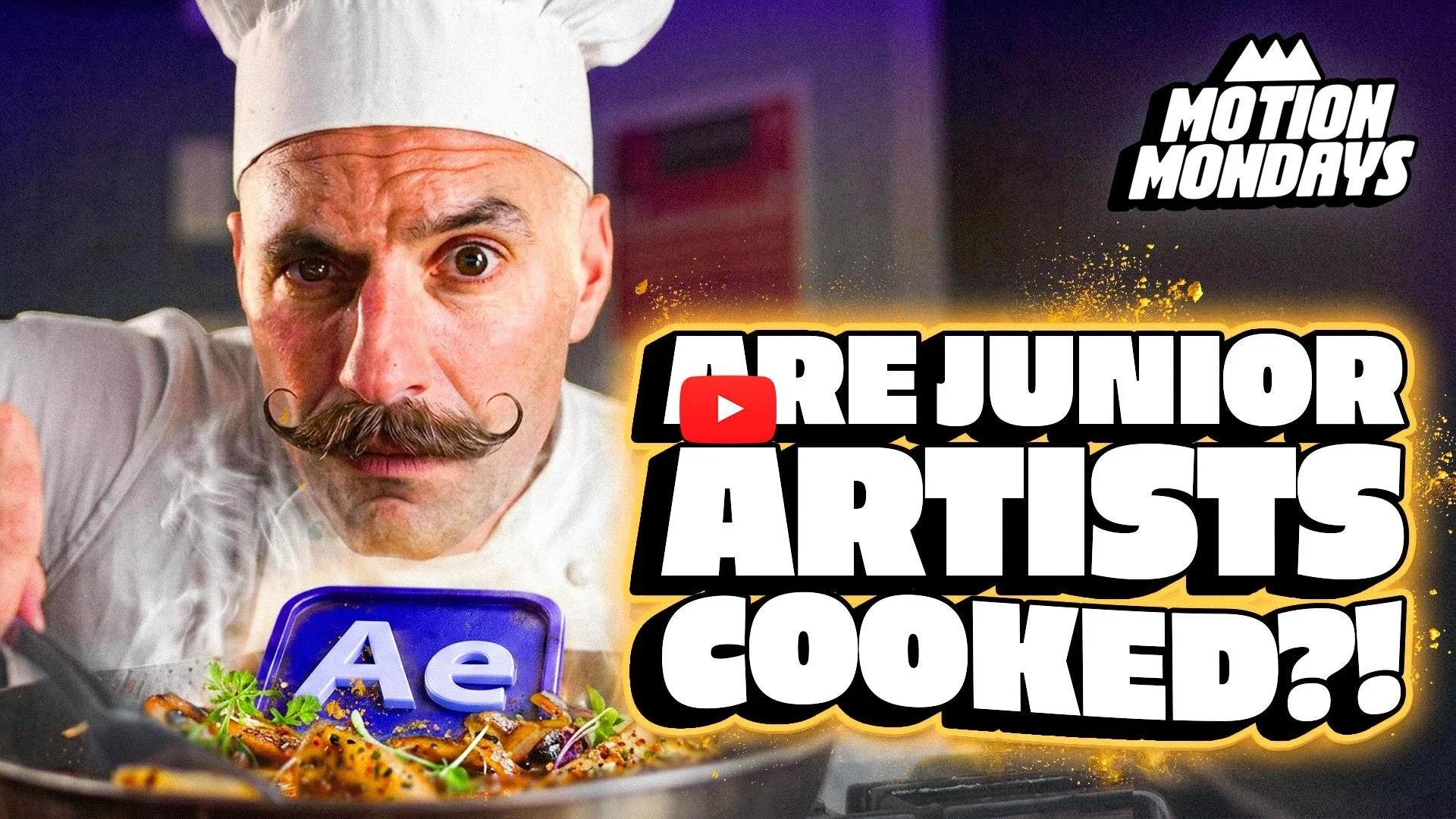 Motion Mondays thumbnail showing a chef and the headline Are Junior Artists Cooked?!