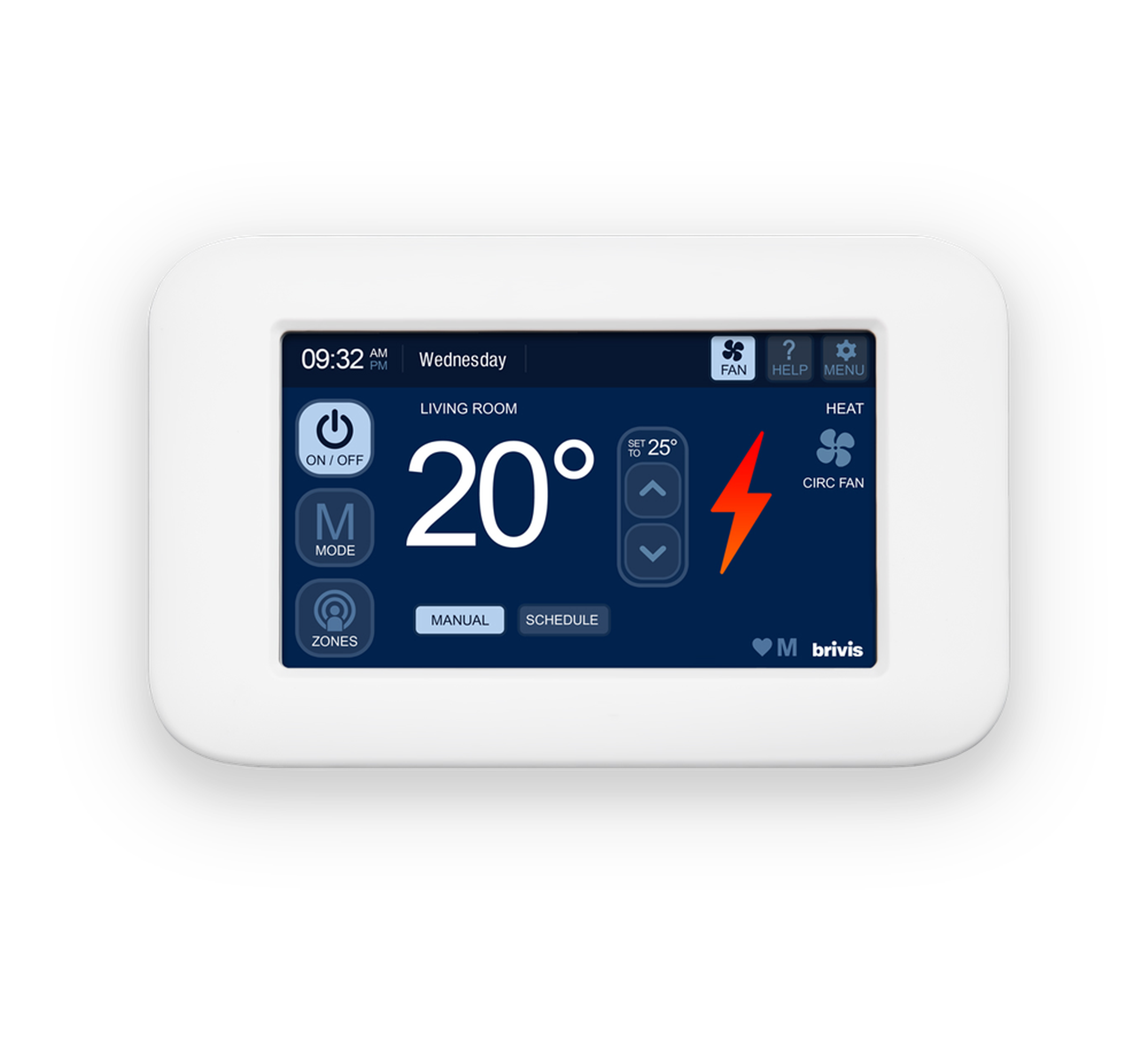 Brivis Touch™ Heating and Cooling Controller (front)