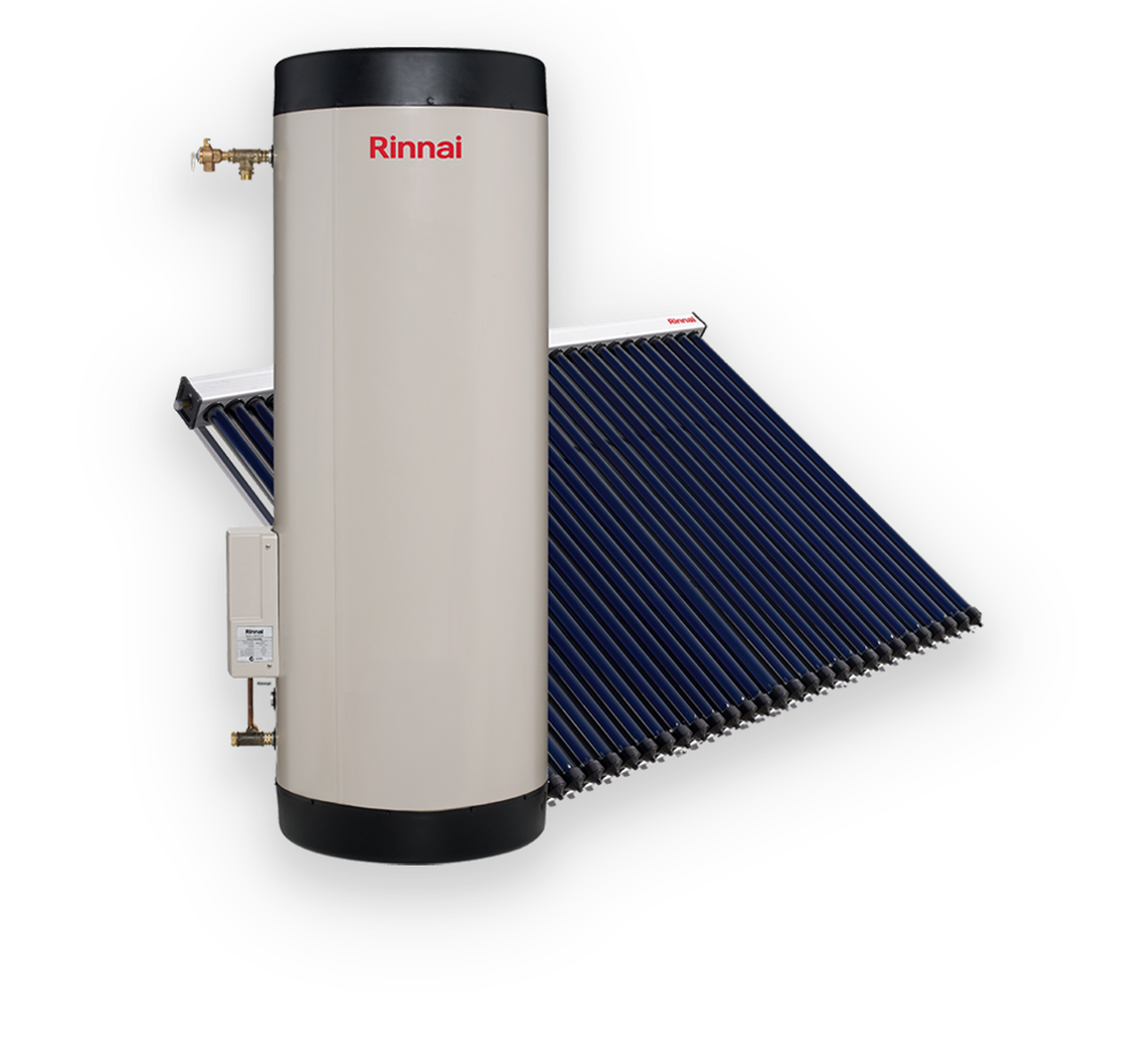 Rinnai Prestige Solar Gas Boosted Hot Water Storage Tank + 30 Evacuated Tubes