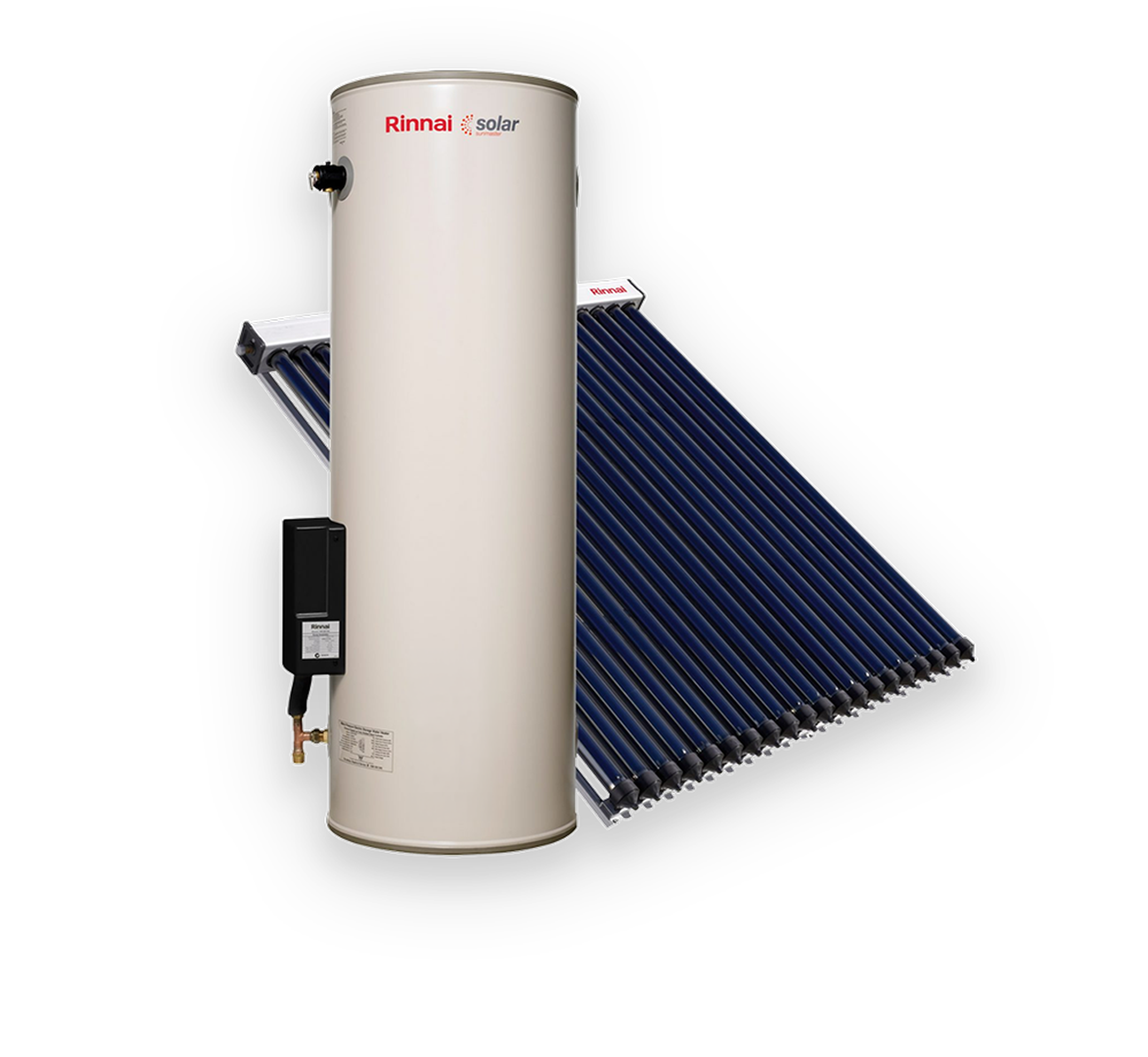 Rinnai Sunmaster Solar Gas Boosted Hot Water Storage Tank + Evacuated Tubes
