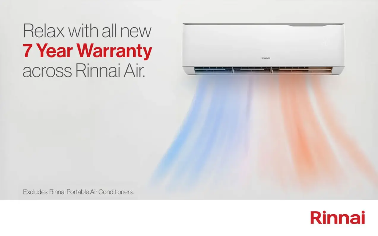 Rinnai introduces 7 year warranty on all air conditioners