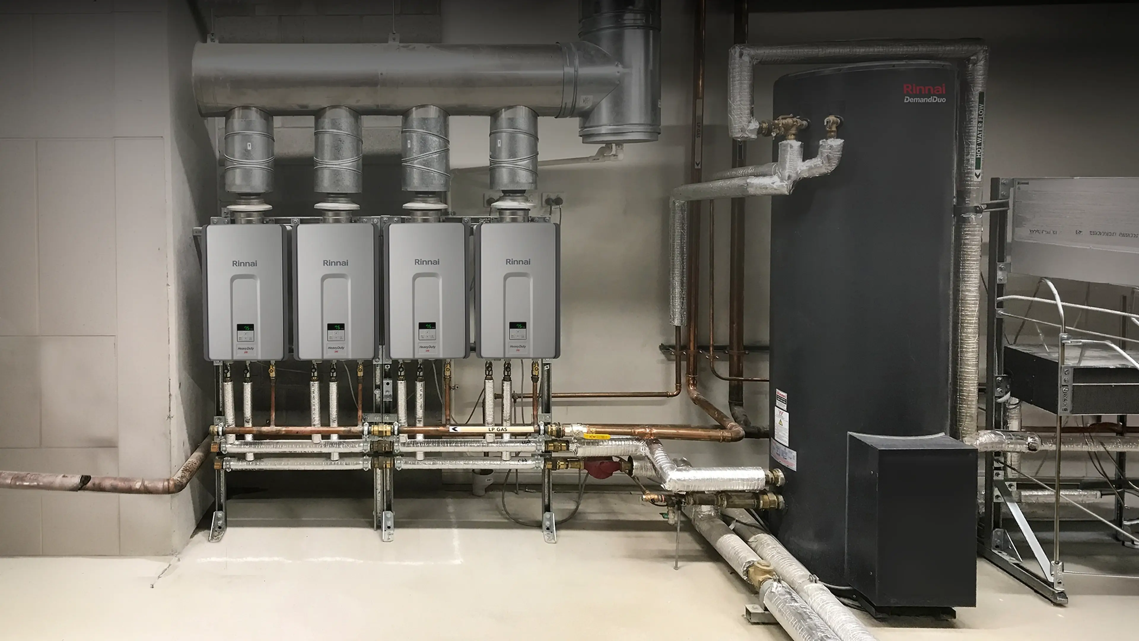 Rinnai HD28i + Demand Duo + Tank + Commercial Flue