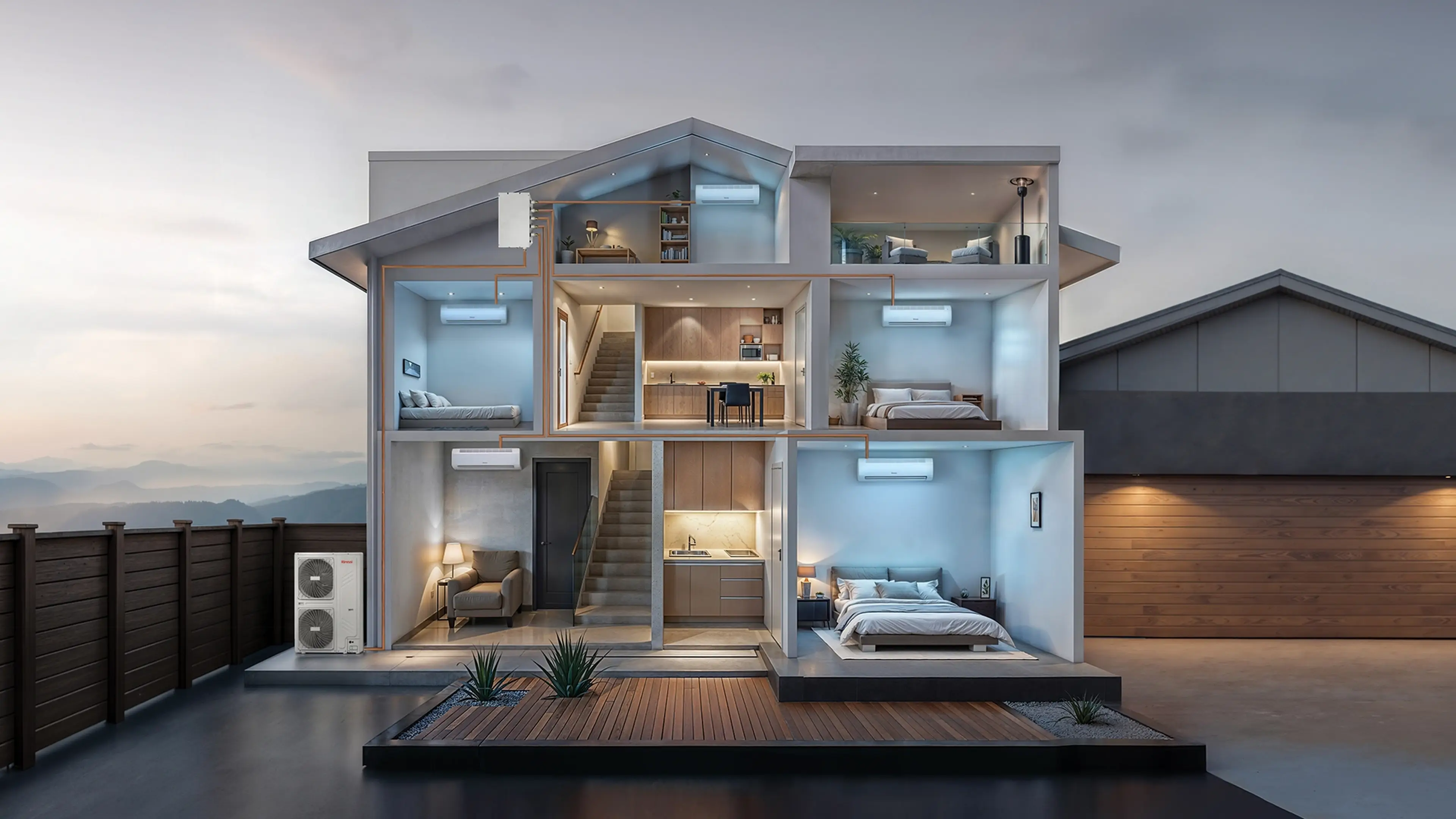 Rinnai Mini VRF Air Conditioner (3D house diagram)