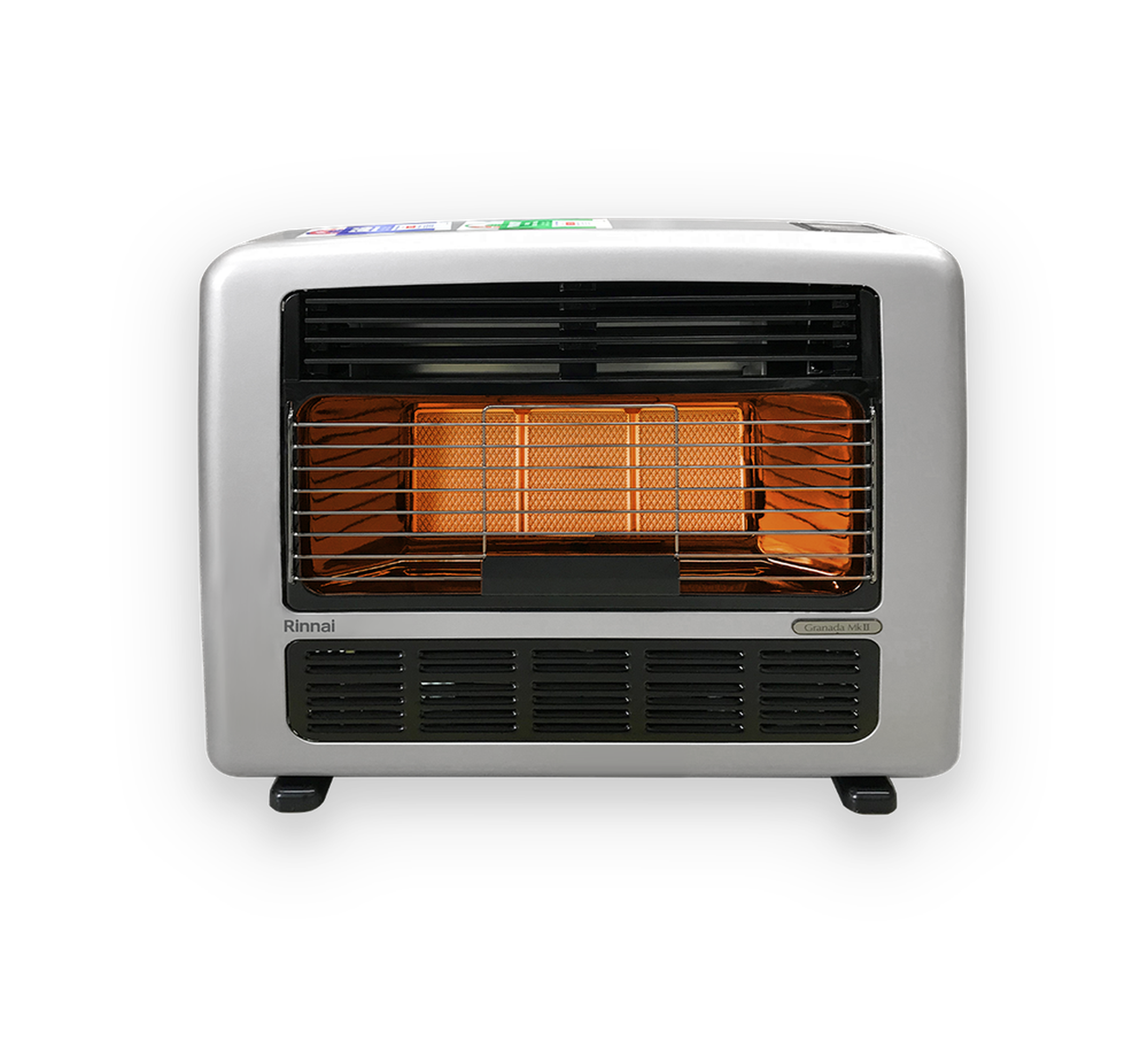 Rinnai Granada 252 Portable Gas Heater (silver - front)