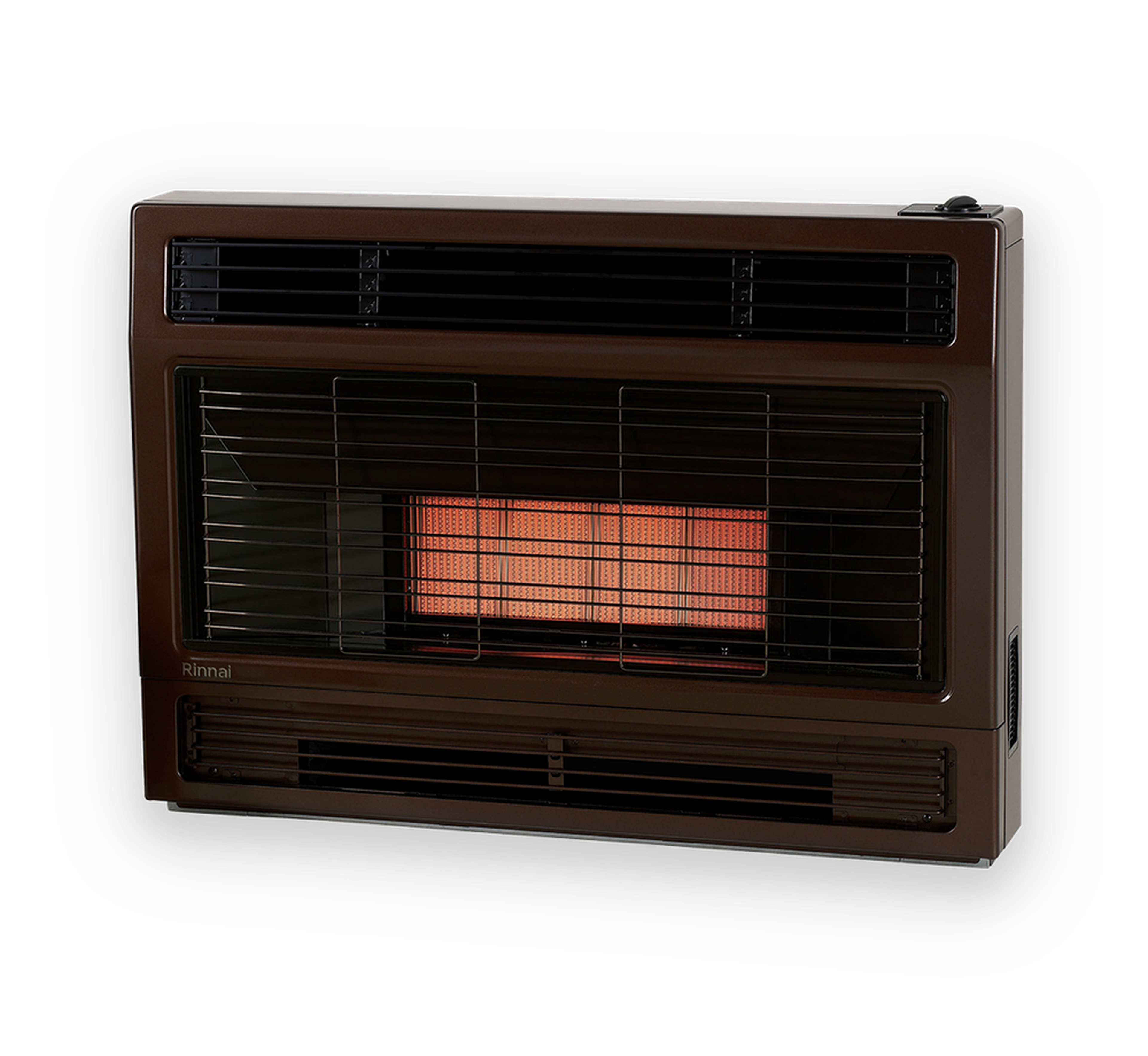 Rinnai Spectrum Inbuilt Gas Flued Space Heater (brown - front)
