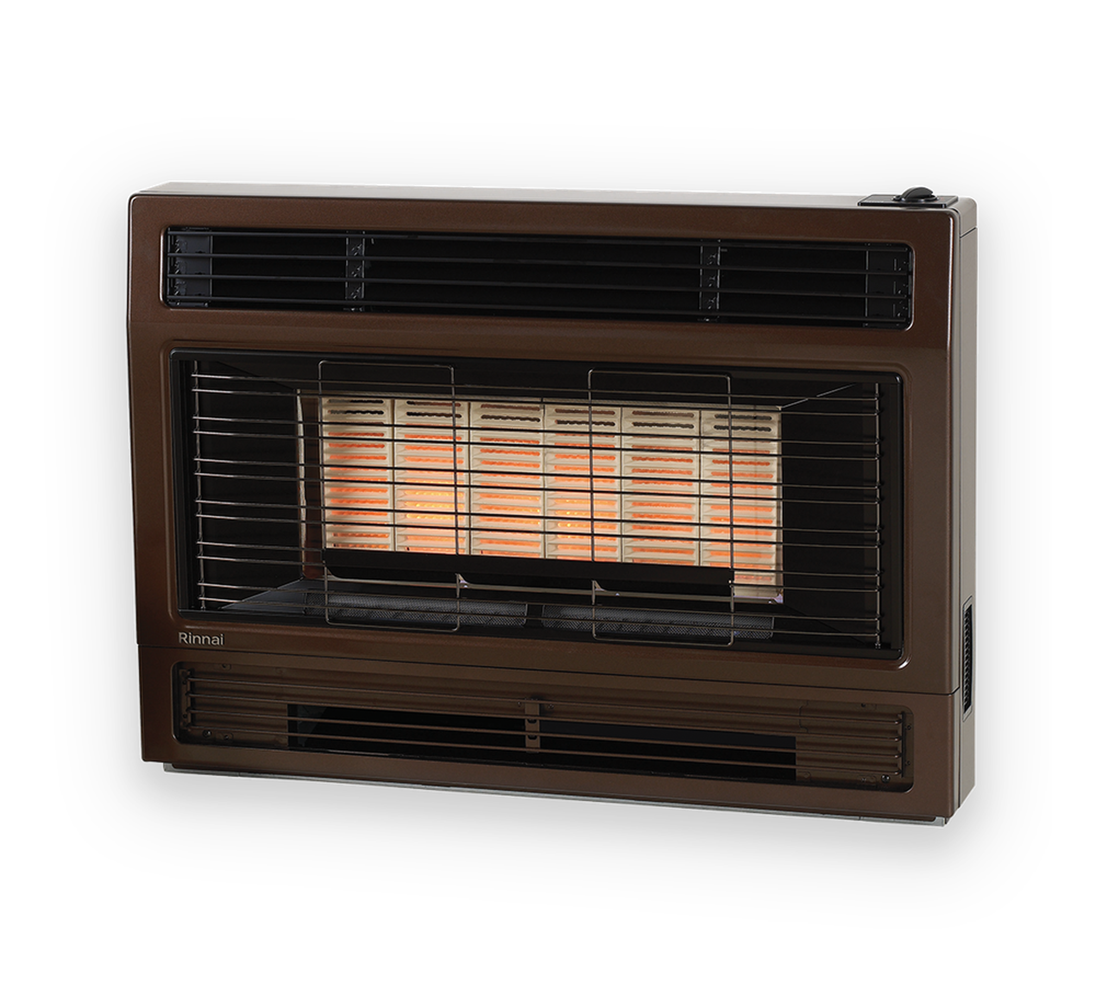 Rinnai 2001 Inbuilt Gas Flued Space Heater (brown - right)