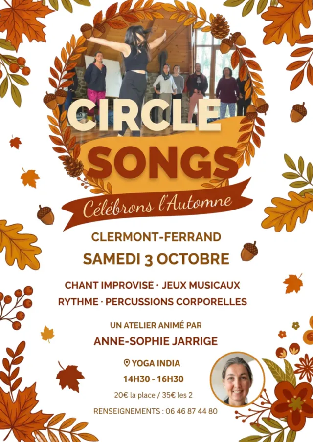 Affiche Circle Songs — Célébrons l'Automne, samedi 3 octobre 2026 à Yoga India, Clermont-Ferrand