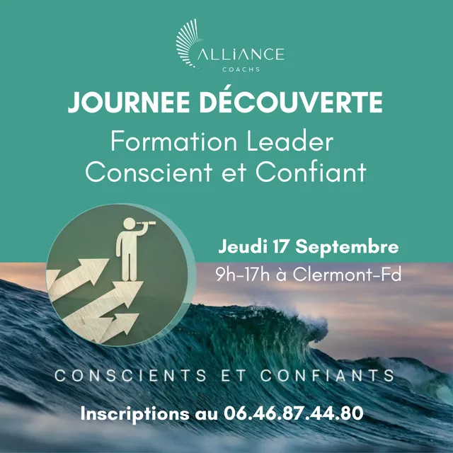 Affiche Journée découverte — Formation Leader Conscient et Confiant, jeudi 17 septembre 2026 à Clermont-Ferrand