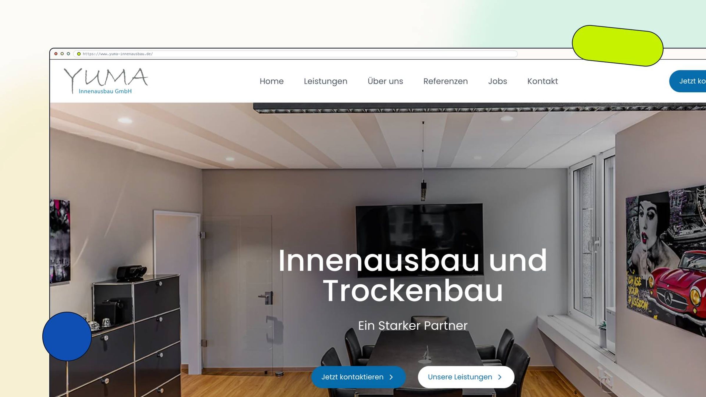 YUMA Innenausbau — Website mit integrierter Stellenausschreibungs-Verwaltung