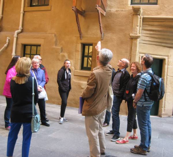Group of visitors with guide