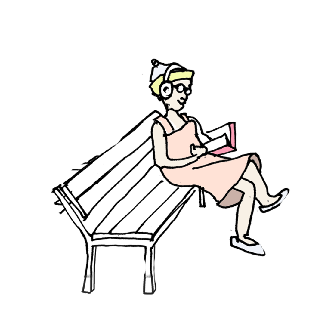 Illustration: Frau auf einer Parkbank