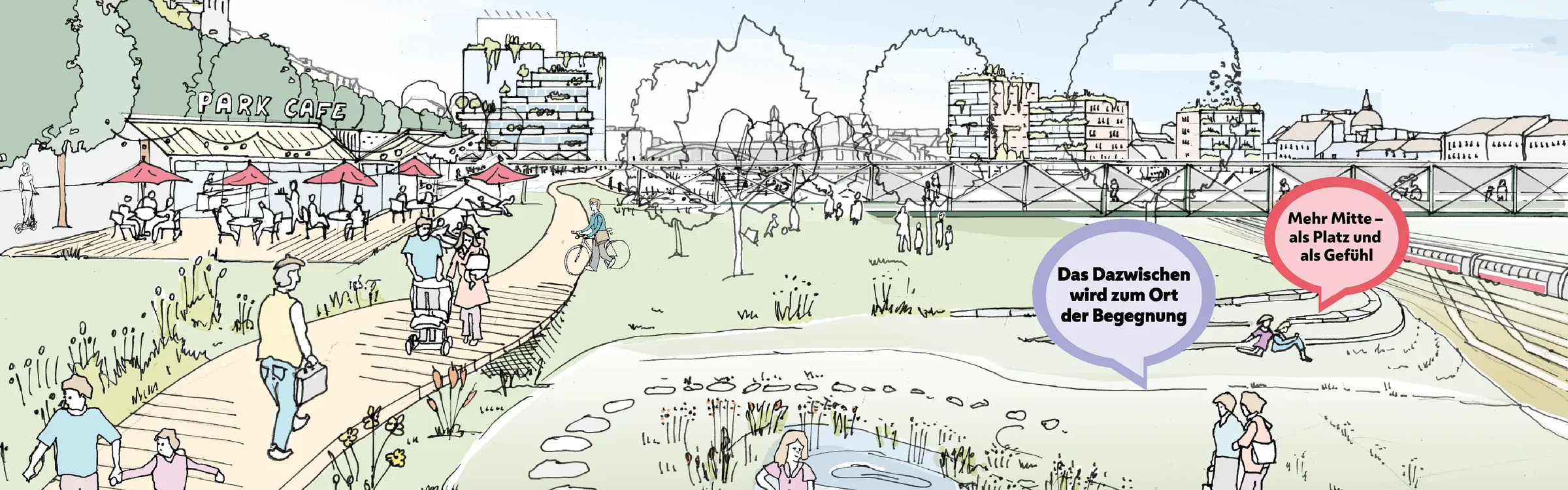 Visualisierung des künftigen Parks am Westbahnhof