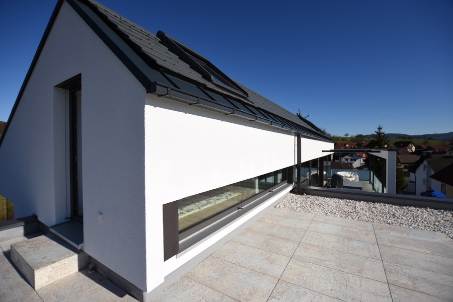 Wohnhaus H-S in Rimbach — Dachterrasse mit Blick ins Weschnitztal