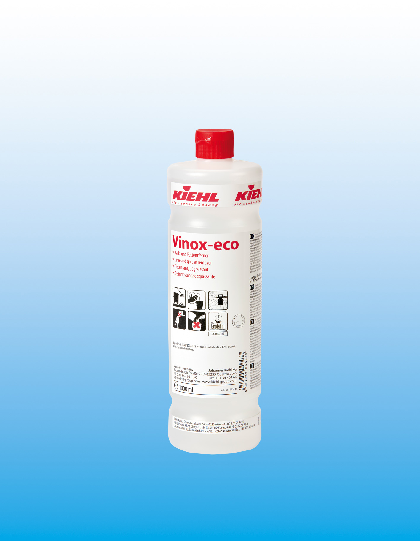 Kalk- og fedtfjerner – Kiehl Vinox Eco 6 x 1L rengøringsmiddel fra Kiehl
