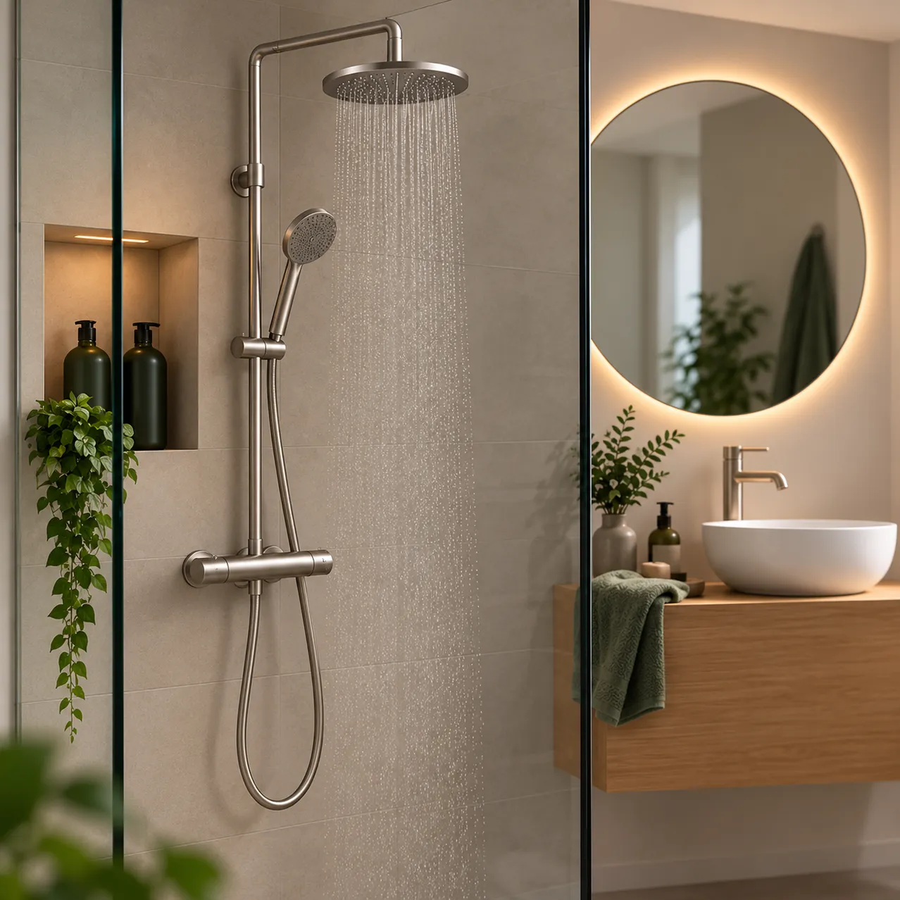 Luxe regendouche met groene accenten