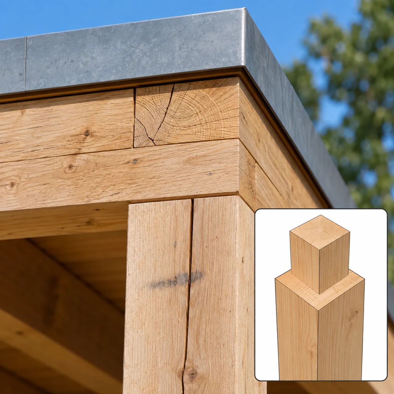 Houten paal overkapping