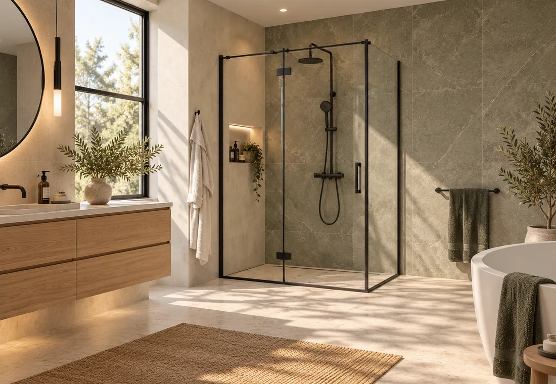 Ruime scandinavische badkamer met spa uitstraling