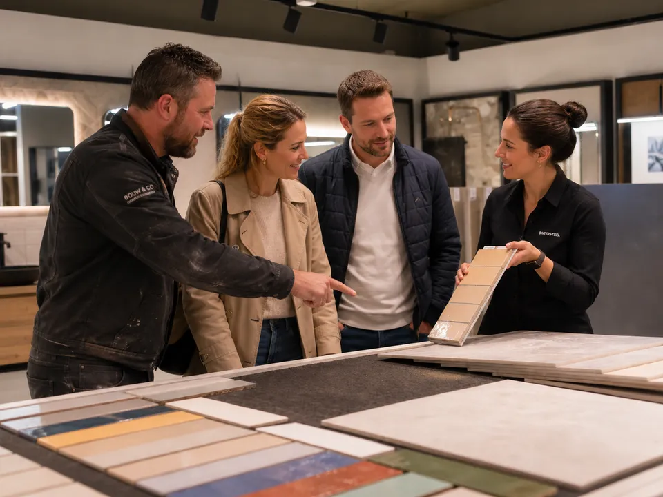 aannemer maakt keuze in de select showroom