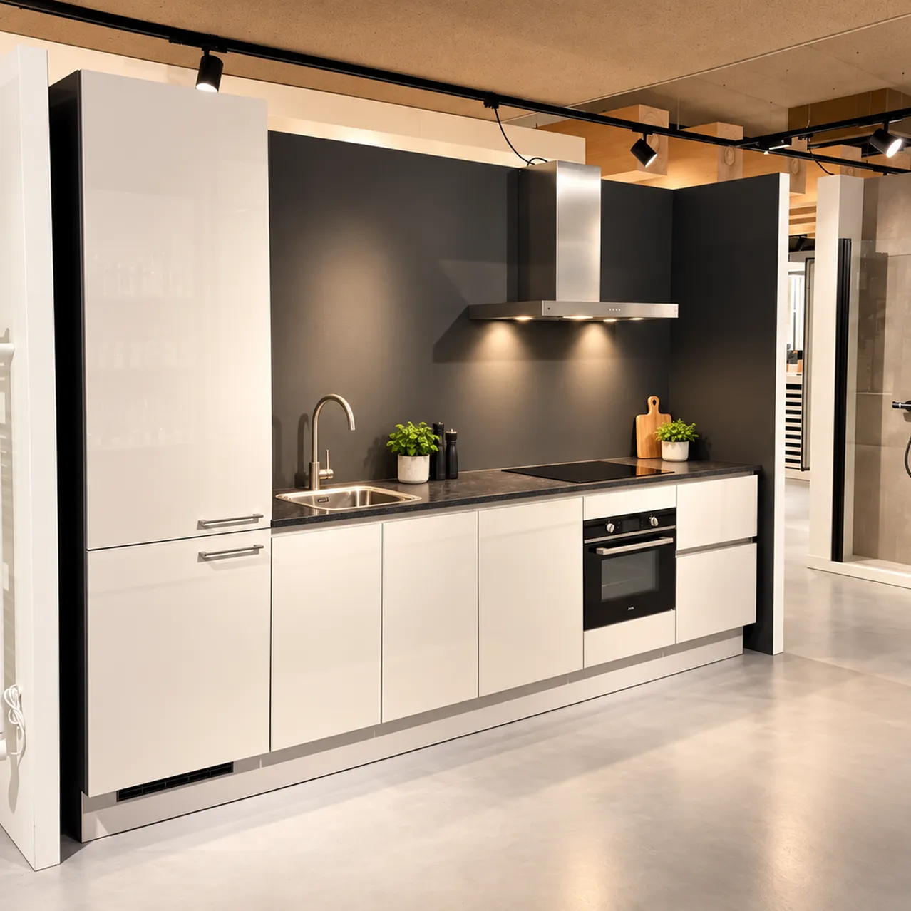 Interliving rechte keuken in platinagrijs