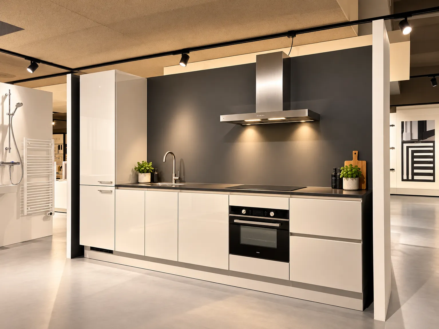 Interliving rechte keuken in platinagrijs