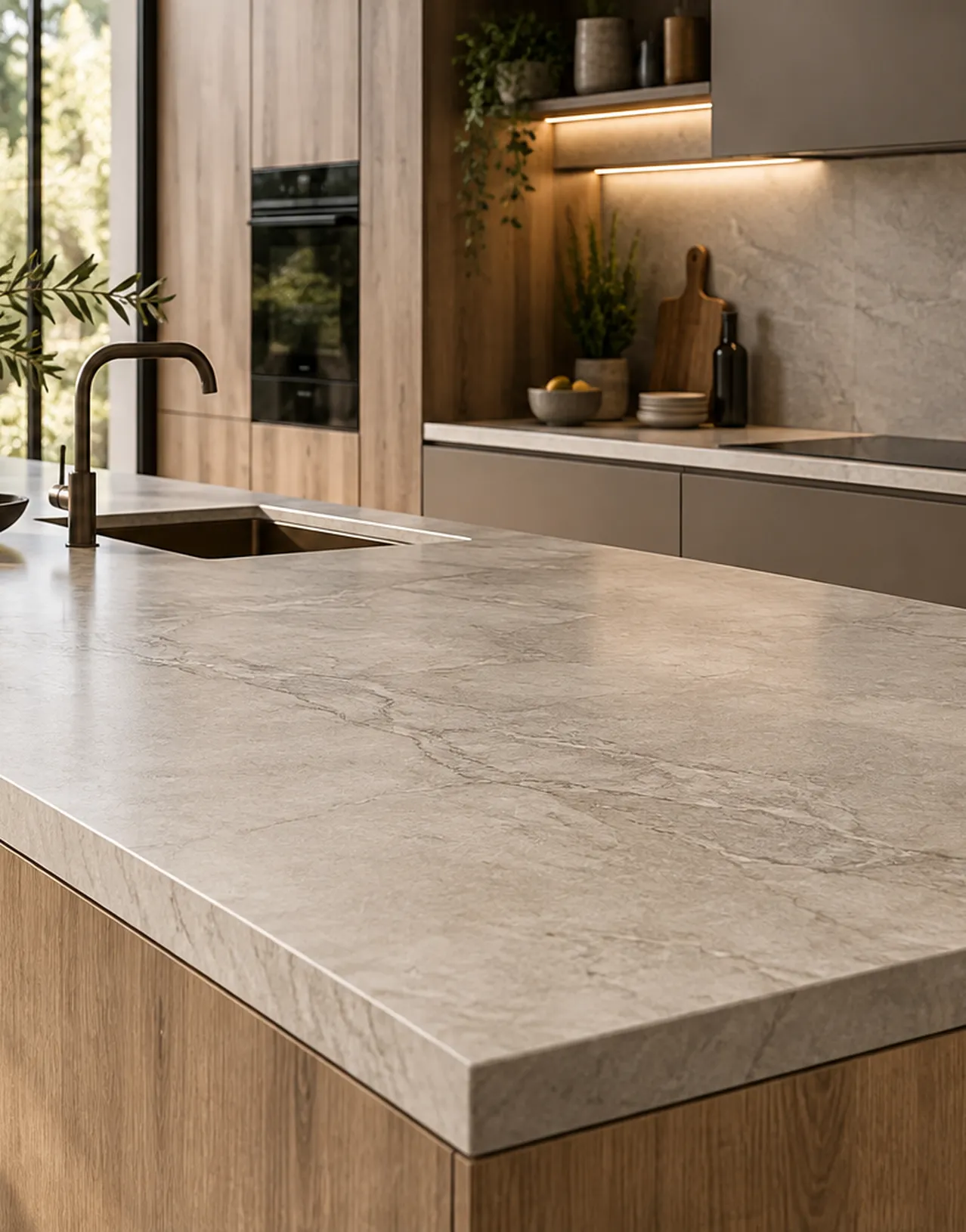 Warme minimalistische designkeuken