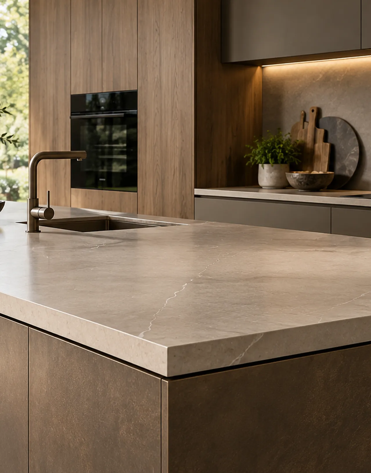 Warme minimalistische designkeuken
