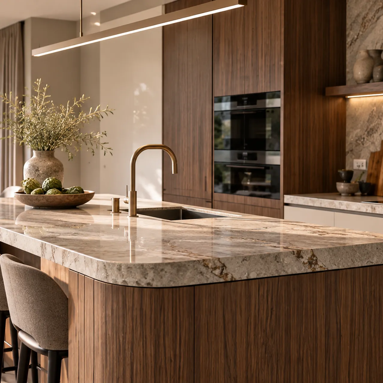Warme moderne droomkeuken met eiland 1