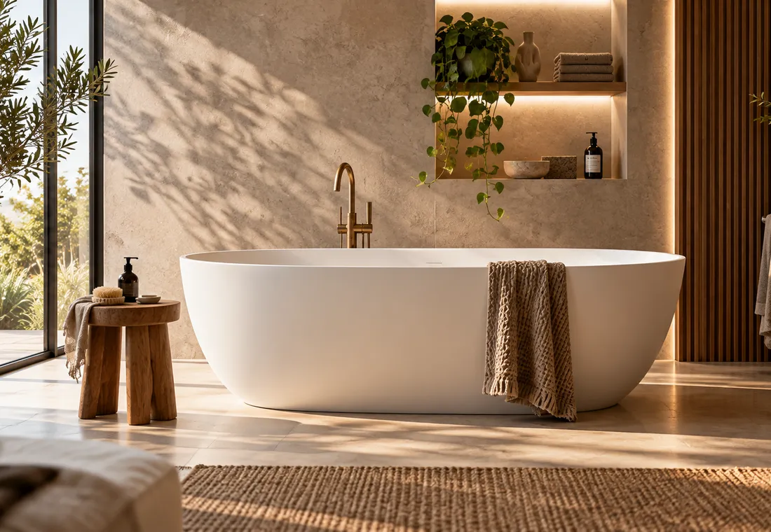 Serene badkamer met vrijstaand ligbad