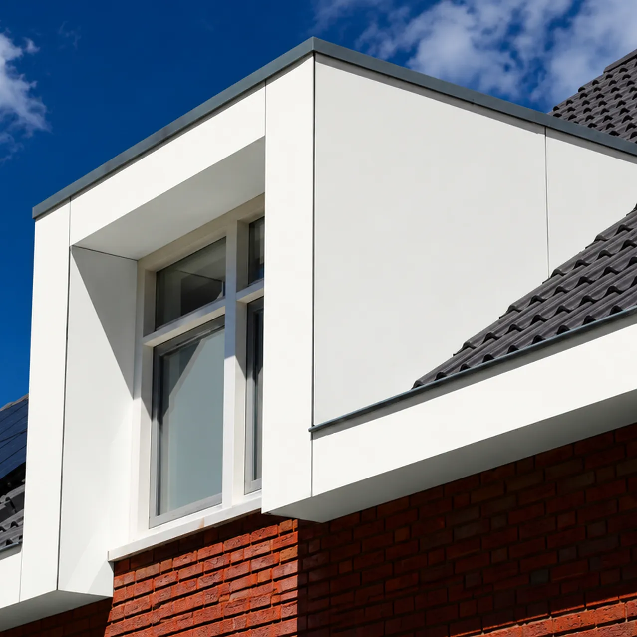 Gevel huis met blauwe lucht