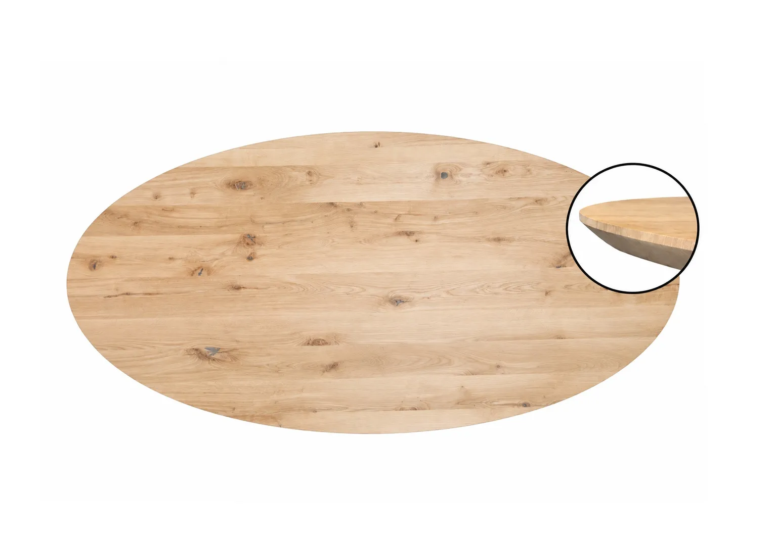 Ovaal eiken tafelblad met detailinzet v2