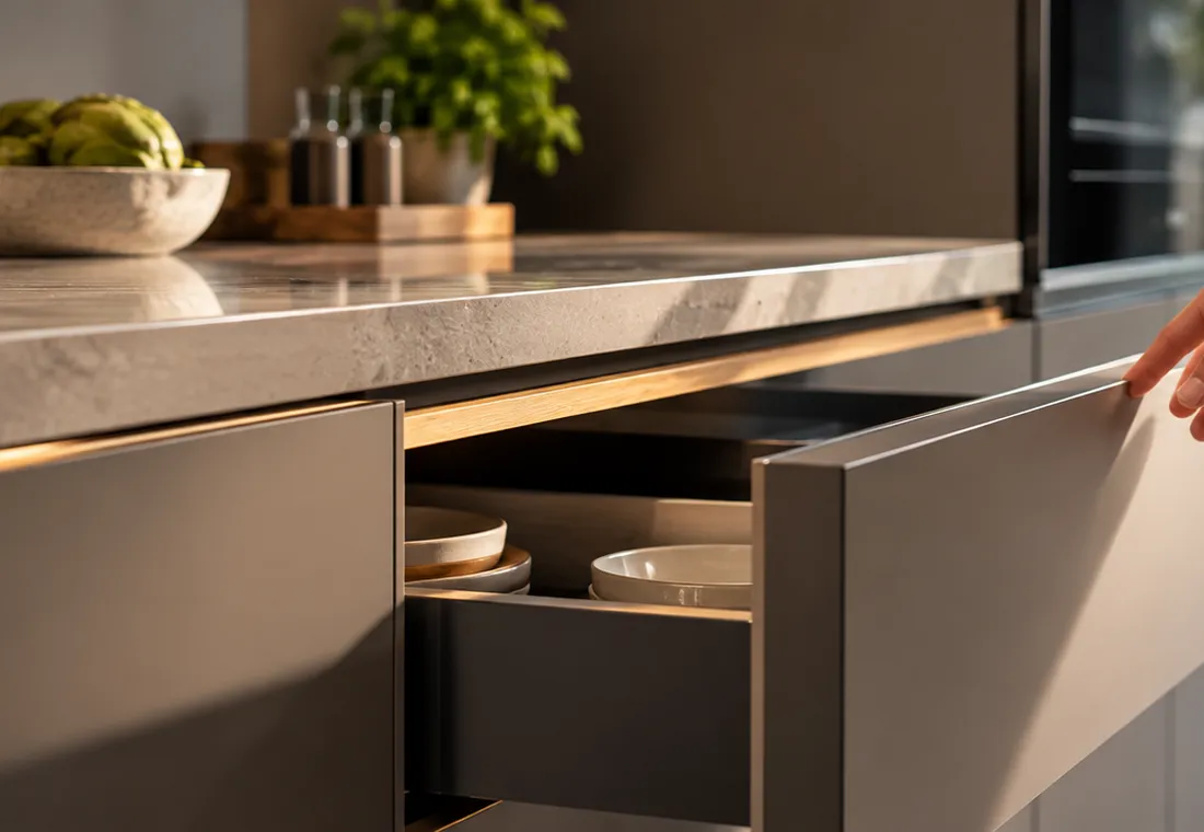 Moderne keuken met automatische lade