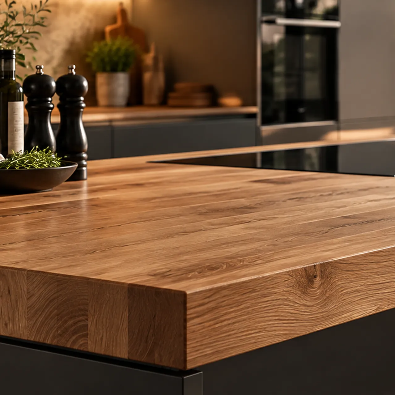 Warme houten keuken in scandinavische stijl