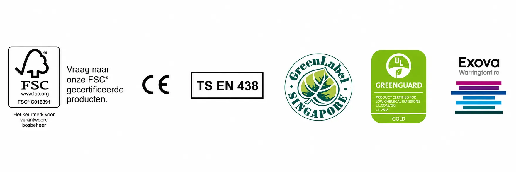 Certificatielogo s op witte banner