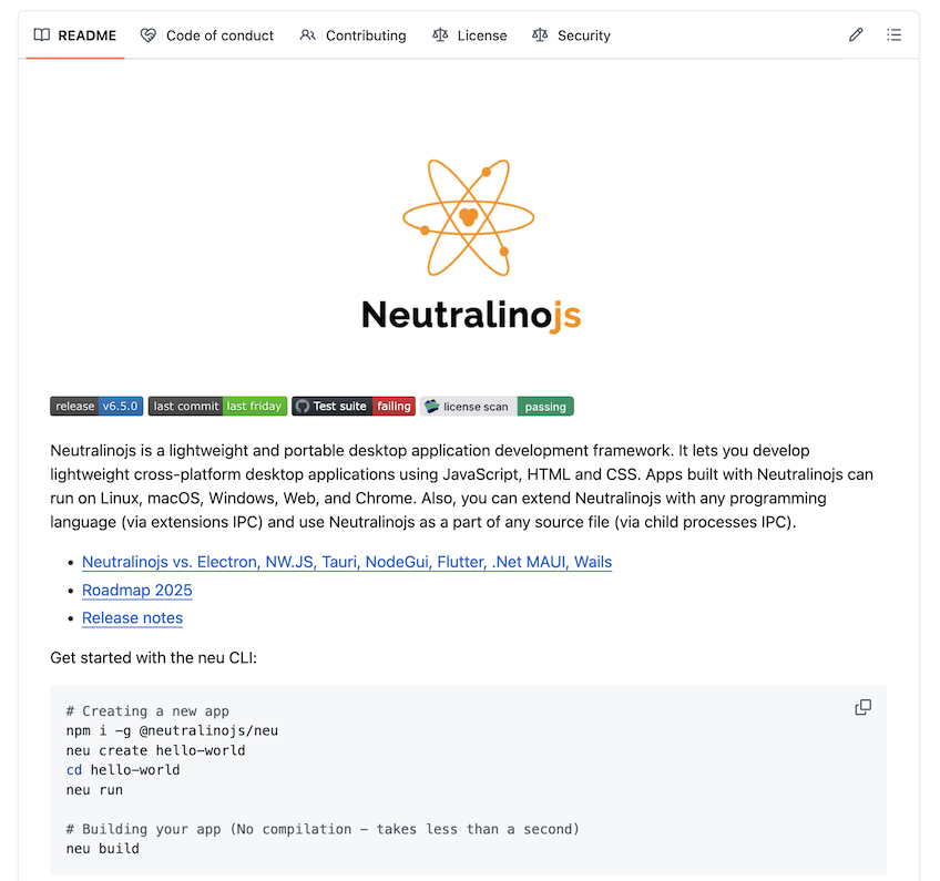 Neutralinojs GitHub
