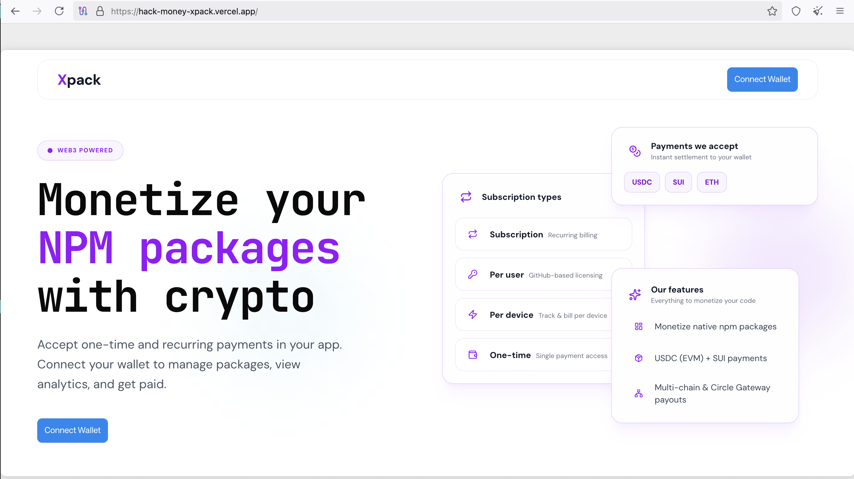 Slick fake XPACK Website