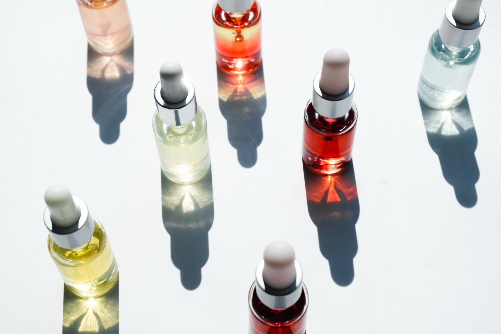 Skincare serum dropper bottles