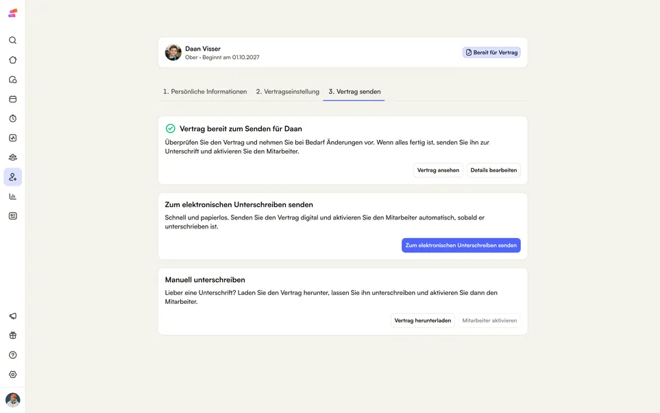 Ein Vertrag bereit zum Versand zur Unterschrift, digital oder von Hand